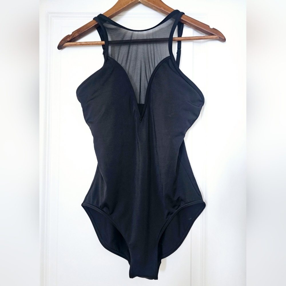 Black v-neck one piece swimsuit (NWOT)